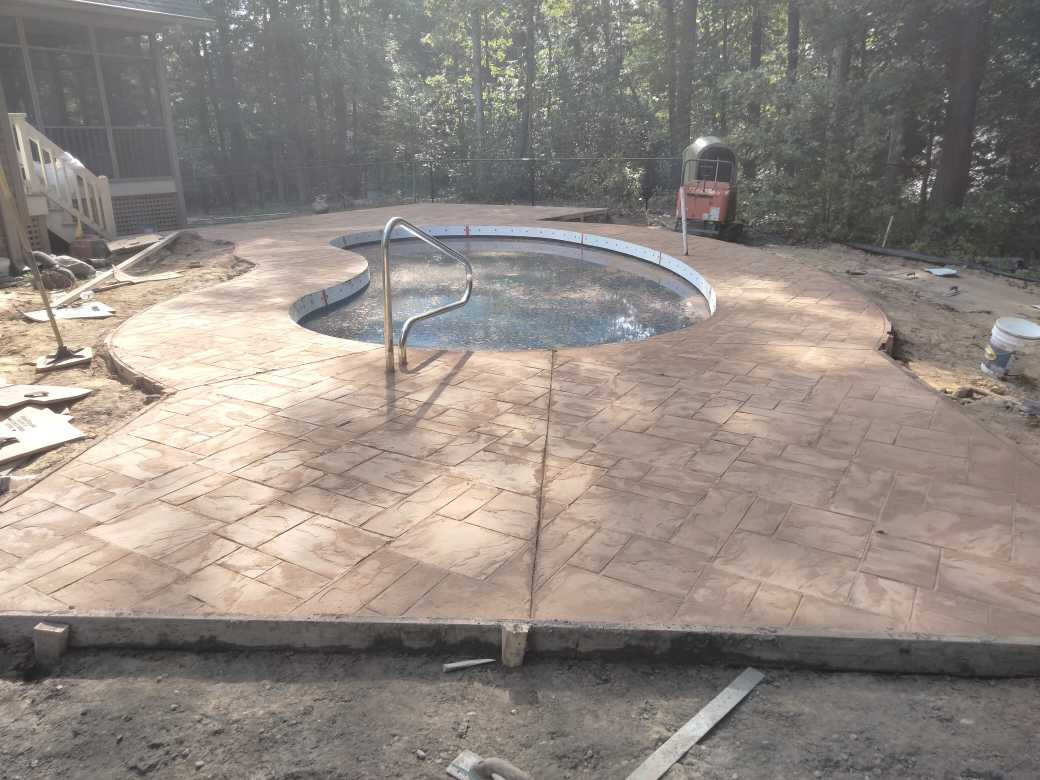 stamped concrete with pool